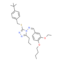 ChemSpider 2D Image | (Z)-1-(4-Butoxy-3-ethoxyphenyl)-N-(3-{[4-(2-methyl-2-propanyl)benzyl]sulfanyl}-5-propyl-4H-1,2,4-triazol-4-yl)methanimine | C29H40N4O2S