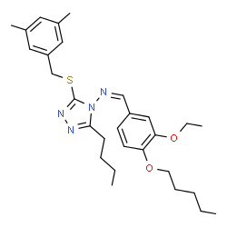 ChemSpider 2D Image | (Z)-N-{3-Butyl-5-[(3,5-dimethylbenzyl)sulfanyl]-4H-1,2,4-triazol-4-yl}-1-[3-ethoxy-4-(pentyloxy)phenyl]methanimine | C29H40N4O2S
