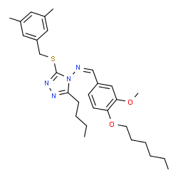 ChemSpider 2D Image | (Z)-N-{3-Butyl-5-[(3,5-dimethylbenzyl)sulfanyl]-4H-1,2,4-triazol-4-yl}-1-[4-(hexyloxy)-3-methoxyphenyl]methanimine | C29H40N4O2S