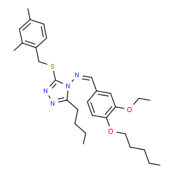 ChemSpider 2D Image | (Z)-N-{3-Butyl-5-[(2,4-dimethylbenzyl)sulfanyl]-4H-1,2,4-triazol-4-yl}-1-[3-ethoxy-4-(pentyloxy)phenyl]methanimine | C29H40N4O2S