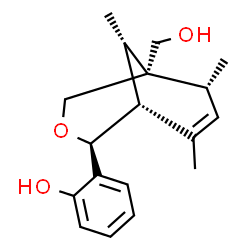 ChemSpider 2D Image | 2-[(1R,2S,5R,6R,9S)-5-(Hydroxymethyl)-6,8,9-trimethyl-3-oxabicyclo[3.3.1]non-7-en-2-yl]phenol | C18H24O3