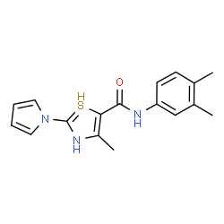 ChemSpider 2D Image | N-(3,4-dimethylphenyl)-4-methyl-2-pyrrol-1-yl-3H-thiazole-5-carboxamide | C17H18N3OS
