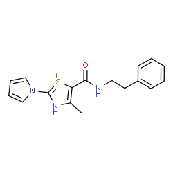 ChemSpider 2D Image | 4-methyl-N-(2-phenylethyl)-2-pyrrol-1-yl-3H-thiazole-5-carboxamide | C17H18N3OS