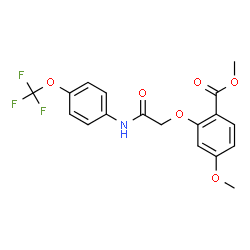 ChemSpider 2D Image | Methyl 4-methoxy-2-(2-oxo-2-{[4-(trifluoromethoxy)phenyl]amino}ethoxy)benzoate | C18H16F3NO6