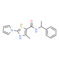 ChemSpider 2D Image | 4-methyl-N-(1-phenylethyl)-2-pyrrol-1-yl-3H-thiazole-5-carboxamide | C17H18N3OS