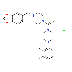ChemSpider 2D Image | [4-(1,3-Benzodioxol-5-ylmethyl)-1-piperazinyl][4-(2,3-dimethylphenyl)-1-piperazinyl]methanethione hydrochloride (1:1) | C25H33ClN4O2S