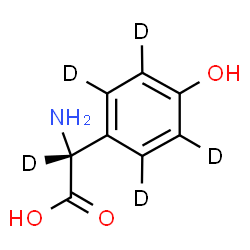 ChemSpider 2D Image | (2R)-Amino[4-hydroxy(~2~H_4_)phenyl](~2~H)ethanoic acid | C8H4D5NO3