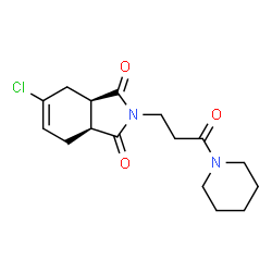 ChemSpider 2D Image | (3aR,7aS)-5-Chloro-2-[3-oxo-3-(1-piperidinyl)propyl]-3a,4,7,7a-tetrahydro-1H-isoindole-1,3(2H)-dione | C16H21ClN2O3