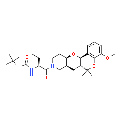 ChemSpider 2D Image | 2-Methyl-2-propanyl {(2S)-1-[(6aR,7aS,11aR,12aR)-4-methoxy-6,6-dimethyl-6a,7a,10,11,11a,12a-hexahydro-6H,7H-chromeno[3',4':5,6]pyrano[3,2-c]pyridin-9(8H)-yl]-1-oxo-2-butanyl}carbamate | C27H40N2O6