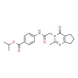 ChemSpider 2D Image | Isopropyl 4-{[(2-methyl-4-oxo-4,5,6,7-tetrahydro-3H-cyclopenta[d]pyrimidin-3-yl)acetyl]amino}benzoate | C20H23N3O4
