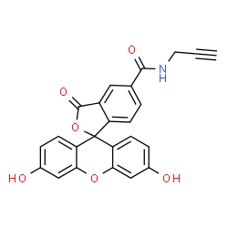 ChemSpider 2D Image | 3',6'-Dihydroxy-3-oxo-N-(2-propyn-1-yl)-3H-spiro[2-benzofuran-1,9'-xanthene]-5-carboxamide | C24H15NO6