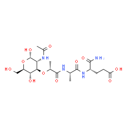 ChemSpider 2D Image | (4S)-4-{[(2S)-2-{[(2R)-2-{[(2S,3R,4R,5S,6R)-3-Acetamido-2,5-dihydroxy-6-(hydroxymethyl)tetrahydro-2H-pyran-4-yl]oxy}propanoyl]amino}propanoyl]amino}-5-amino-5-oxopentanoic acid (non-preferred name) | C19H32N4O11