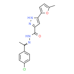 ChemSpider 2D Image | N'-[1-(4-Chlorophenyl)ethylidene]-5-(5-methyl-2-furyl)-1H-pyrazole-3-carbohydrazide | C17H15ClN4O2