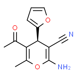 ChemSpider 2D Image | (4S)-5-Acetyl-2-amino-4-(2-furyl)-6-methyl-4H-pyran-3-carbonitrile | C13H12N2O3