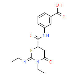 ChemSpider 2D Image | 3-({[(2Z,6S)-3-Ethyl-2-(ethylimino)-4-oxo-1,3-thiazinan-6-yl]carbonyl}amino)benzoic acid | C16H19N3O4S