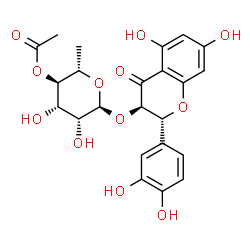 ChemSpider 2D Image | (2R,3R)-2-(3,4-Dihydroxyphenyl)-5,7-dihydroxy-4-oxo-3,4-dihydro-2H-chromen-3-yl 4-O-acetyl-6-deoxy-alpha-L-mannopyranoside | C23H24O12