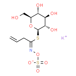ChemSpider 2D Image | Potassium 1-S-[(1Z)-N-(sulfonatooxy)-3-butenimidoyl]-1-thio-beta-L-glucopyranose | C10H16KNO9S2
