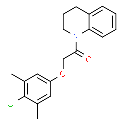 ChemSpider 2D Image | 2-(4-Chloro-3,5-dimethylphenoxy)-1-(3,4-dihydro-1(2H)-quinolinyl)ethanone | C19H20ClNO2