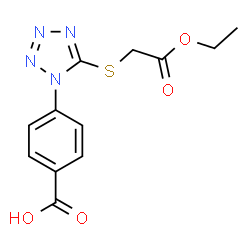 ChemSpider 2D Image | 4-{5-[(2-Ethoxy-2-oxoethyl)sulfanyl]-1H-tetrazol-1-yl}benzoic acid | C12H12N4O4S