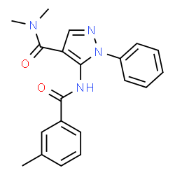 ChemSpider 2D Image | N,N-Dimethyl-5-[(3-methylbenzoyl)amino]-1-phenyl-1H-pyrazole-4-carboxamide | C20H20N4O2