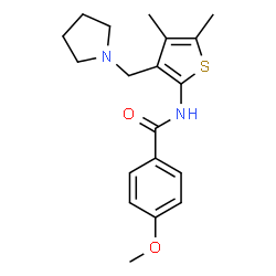 ChemSpider 2D Image | N-[4,5-Dimethyl-3-(1-pyrrolidinylmethyl)-2-thienyl]-4-methoxybenzamide | C19H24N2O2S