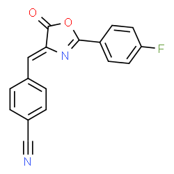 ChemSpider 2D Image | 4-{(Z)-[2-(4-Fluorophenyl)-5-oxo-1,3-oxazol-4(5H)-ylidene]methyl}benzonitrile | C17H9FN2O2