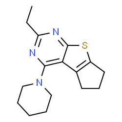ChemSpider 2D Image | 2-Ethyl-4-(1-piperidinyl)-6,7-dihydro-5H-cyclopenta[4,5]thieno[2,3-d]pyrimidine | C16H21N3S