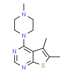 ChemSpider 2D Image | 5,6-Dimethyl-4-(4-methyl-1-piperazinyl)thieno[2,3-d]pyrimidine | C13H18N4S