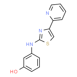 ChemSpider 2D Image | 3-{[4-(2-Pyridinyl)-1,3-thiazol-2-yl]amino}phenol | C14H11N3OS
