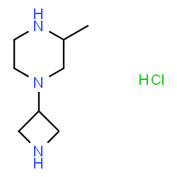 ChemSpider 2D Image | 1-(3-Azetidinyl)-3-methylpiperazine hydrochloride (1:1) | C8H18ClN3