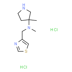 ChemSpider 2D Image | N,3-Dimethyl-N-(1,3-thiazol-4-ylmethyl)-3-pyrrolidinamine dihydrochloride | C10H19Cl2N3S