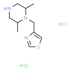 ChemSpider 2D Image | 2,6-Dimethyl-1-(1,3-thiazol-4-ylmethyl)piperazine dihydrochloride | C10H19Cl2N3S