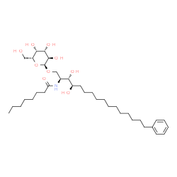 ChemSpider 2D Image | N-[(2S,3S,4R)-1-(alpha-D-Galactopyranosyloxy)-3,4-dihydroxy-16-phenyl-2-hexadecanyl]octanamide | C36H63NO9