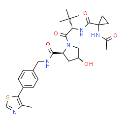 ChemSpider 2D Image | N-[(1-Acetamidocyclopropyl)carbonyl]-3-methyl-L-valyl-(4R)-4-hydroxy-N-[4-(4-methyl-1,3-thiazol-5-yl)benzyl]-L-prolinamide | C28H37N5O5S