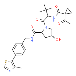 ChemSpider 2D Image | N-[(1-Acetylcyclopropyl)carbonyl]-3-methyl-L-valyl-(4R)-4-hydroxy-N-[4-(4-methyl-1,3-thiazol-5-yl)benzyl]-L-prolinamide | C28H36N4O5S