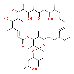 ChemSpider 2D Image | (1R,4E,5'S,6S,6'S,7R,8S,10R,11S,12S,14S,15S,16R,20E,22R,25S,27R,28S,29R)-22-Ethyl-7,11,15-trihydroxy-6'-[(2R)-2-hydroxypropyl]-5',6,8,10,12,14,16,28,29-nonamethyl-3',4',5',6'-tetrahydro-3H,9H,13H-spir
o[2,26-dioxabicyclo[23.3.1]nonacosa-4,20-diene-27,2'-pyran]-3,9,13-trione | C45H76O10