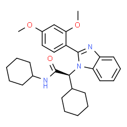 ChemSpider 2D Image | (2S)-N,2-Dicyclohexyl-2-[2-(2,4-dimethoxyphenyl)-1H-benzimidazol-1-yl]acetamide | C29H37N3O3