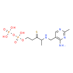 ChemSpider 2D Image | (4R)-4-{[(4-Amino-2-methyl-5-pyrimidinyl)methyl]amino}-3-thioxopentyl trihydrogen diphosphate | C11H20N4O7P2S