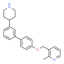 ChemSpider 2D Image | 2-Methyl-3-({[3'-(4-piperidinyl)-4-biphenylyl]oxy}methyl)pyridine | C24H26N2O