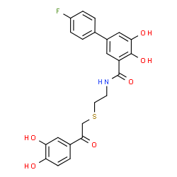 ChemSpider 2D Image | N-(2-{[2-(3,4-Dihydroxyphenyl)-2-oxoethyl]sulfanyl}ethyl)-4'-fluoro-4,5-dihydroxy-3-biphenylcarboxamide | C23H20FNO6S