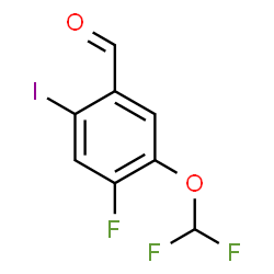 ChemSpider 2D Image | 5-(Difluoromethoxy)-4-fluoro-2-iodobenzaldehyde | C8H4F3IO2