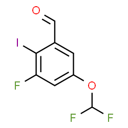 ChemSpider 2D Image | 5-(Difluoromethoxy)-3-fluoro-2-iodobenzaldehyde | C8H4F3IO2