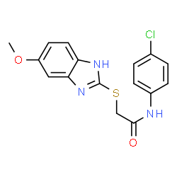 ChemSpider 2D Image | N-(4-Chlorophenyl)-2-[(5-methoxy-1H-benzimidazol-2-yl)sulfanyl]acetamide | C16H14ClN3O2S