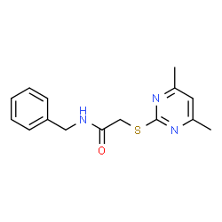 ChemSpider 2D Image | N-BENZYL-2-((4,6-DIMETHYL-2-PYRIMIDINYL)THIO)ACETAMIDE | C15H17N3OS