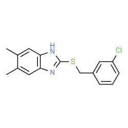 ChemSpider 2D Image | 2-[(3-Chlorobenzyl)sulfanyl]-5,6-dimethyl-1H-benzimidazole | C16H15ClN2S