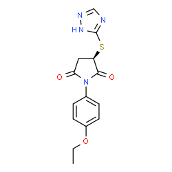 ChemSpider 2D Image | (3R)-1-(4-Ethoxyphenyl)-3-(1H-1,2,4-triazol-5-ylsulfanyl)-2,5-pyrrolidinedione | C14H14N4O3S