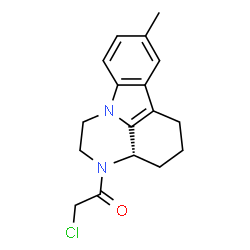 ChemSpider 2D Image | 2-Chloro-1-[(3aS)-8-methyl-1,2,3a,4,5,6-hexahydro-3H-pyrazino[3,2,1-jk]carbazol-3-yl]ethanone | C17H19ClN2O