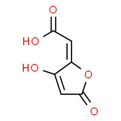 ChemSpider 2D Image | (2E)-(3-Hydroxy-5-oxo-2(5H)-furanylidene)acetic acid | C6H4O5