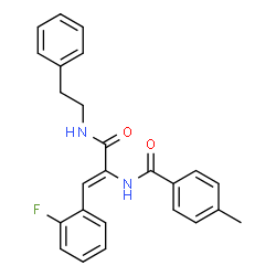 ChemSpider 2D Image | N-{(1Z)-1-(2-Fluorophenyl)-3-oxo-3-[(2-phenylethyl)amino]-1-propen-2-yl}-4-methylbenzamide | C25H23FN2O2