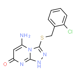 ChemSpider 2D Image | 5-Amino-3-[(2-chlorobenzyl)sulfanyl][1,2,4]triazolo[4,3-a]pyrimidin-7(1H)-one | C12H10ClN5OS